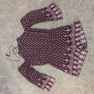 Purple Off the Shoulder Long Sleeve Romper